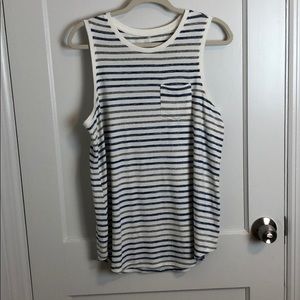 Blue and Grey Striped Tank Top